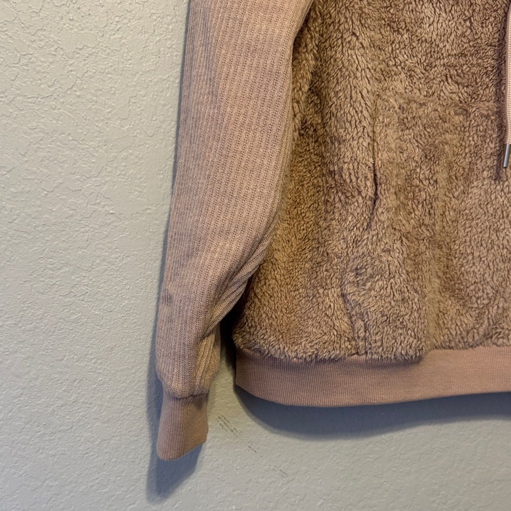 Workshop Republic Clothing Tan Faux Fur Hoodie - Picture 3 of 7